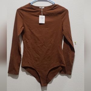 long sleeved brown bodysuit size small